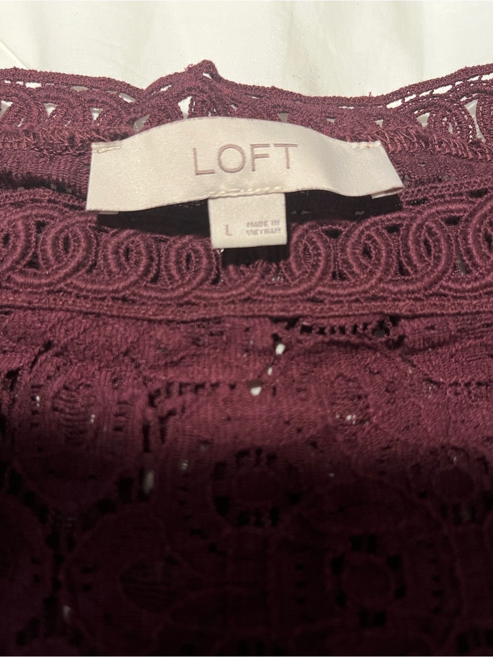 LOFT Burgundy Lace Square Neck Top - Picture 2 of 2